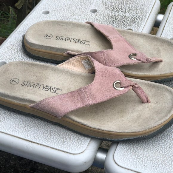 Simplybasic Women's Pink Suede Sandals Size 7 - Picture 8 of 11